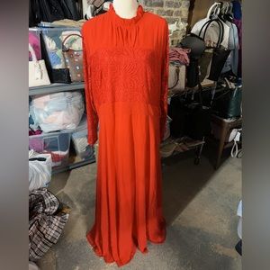 Tiptupu classic collection red laced long sleeves round neck super silky stretch